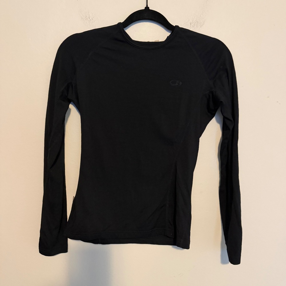 Icebreaker Body Fit Base layer merino wool shirt XS black outdoor hiking casual